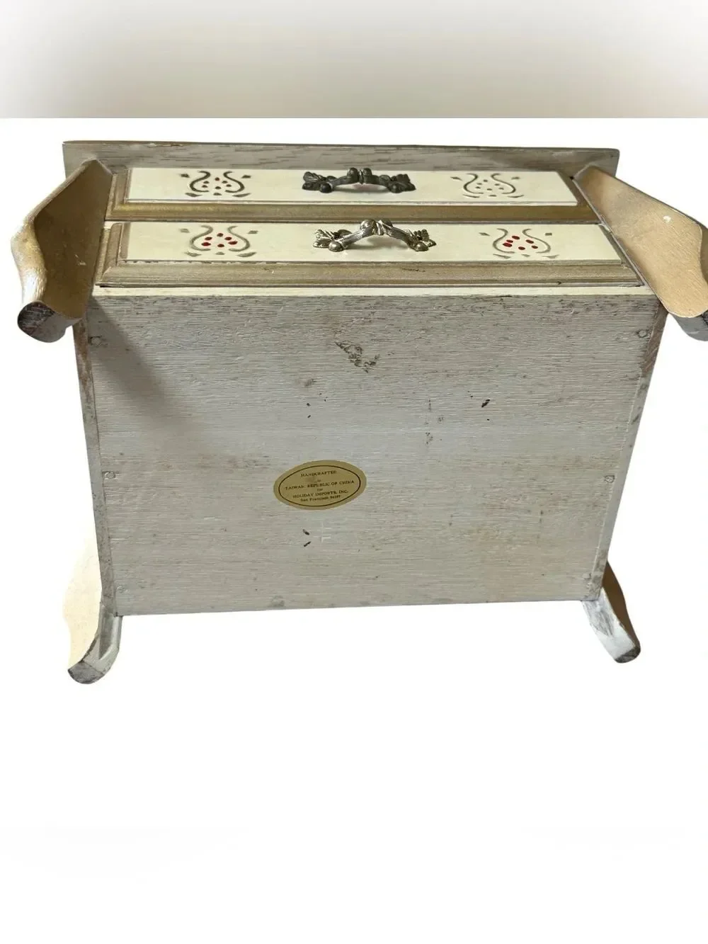 Vintage HOLIDAY IMPORTS, INC. San Francisco Wooden Florentine Jewelry Box